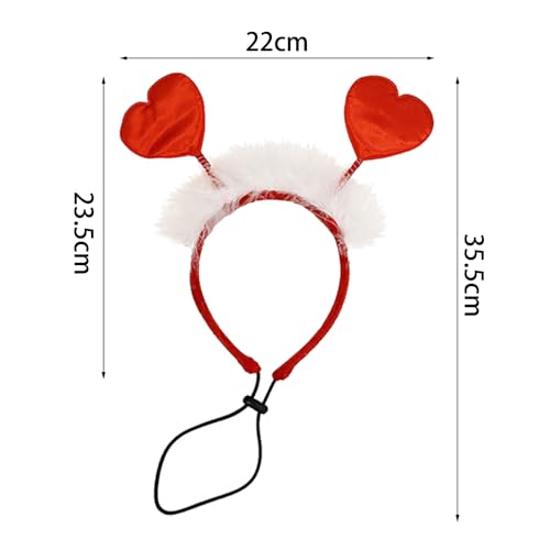 Lezevn 2Pcs Valentine's Day Dog Heart Headband Red Heart White Fluffy Pet Headband Valentines Day Pet Outfit Accessories - Image 2