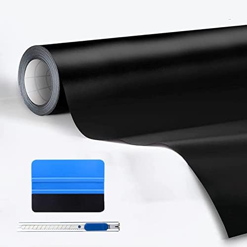 Matte Black Vinyl Wrap Roll with 2 Pcs Tool Kit, Car Wrap Vinyl Self Adhesive Film, Vinyl Wrap with Air Release Technology, Perfect for Cars DIY Exterior Interior Protection(12'' x 60''/30 x 150cm)