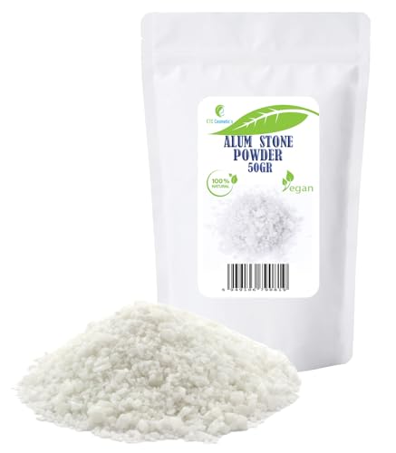 ALUM POLVO (Potasium ALUM) - 50 GR - 100% natural | Ideal para la formulación de desodorantes, cuidado corporal y productos para después del afeitado
