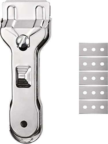 Minismus Rascador de campo, raspador de limpieza para placas de cocina con 5 cuchillas de repuesto, rasqueta de vitrocerámica, rascador de cristal, rascador de cocina