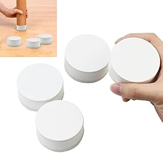BUZIFU 4Pcs Lift Furniture Risers 6 cm Diameter White Furniture Feet Carbon Steel Bed Risers Desk Riser Blocks Self-Adhesive Heavy Duty Furniture Raisers Adds 3 cm Height to Beds Sofas Cabinets