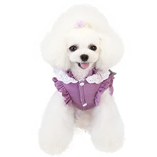 Abrigo de perro pequeño para evitar temblores chaqueta morada suave L 4