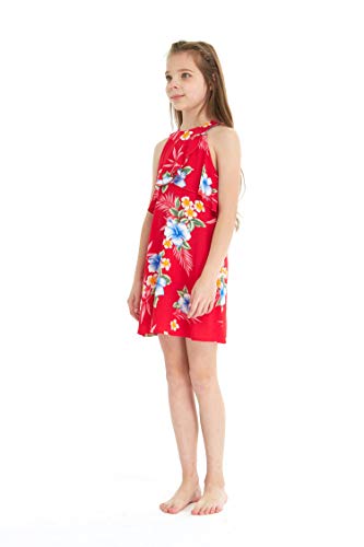 Image of Matchable Family Hawaiian Luau Men Women Girl Boy Clothes in Hibiscus Red