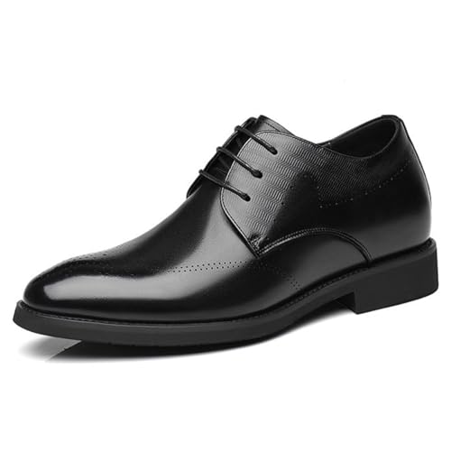 Leather Elevator Oxfords for Men Lace Up Increasing Height Taller Dress Shoes Pointed Toe Casual Party Meeting Business Shoes