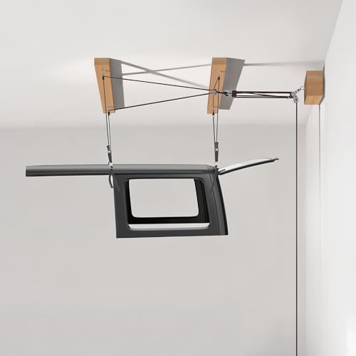 VEVOR Hard Top Remover Lift, 220 lbs, Jeep Hardtop Removal Storage Roof Hoist with Anti-Drop System, Easy One-Person Operation, Supports 8-16 in Ceiling, for 2-Door & 4-Door Jeep Wrangler JK JL & Ford by VEVOR - Image 2