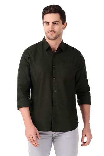 Image of Patrinus Pure Linen Mandarin Collar Full Sleeve Shirt