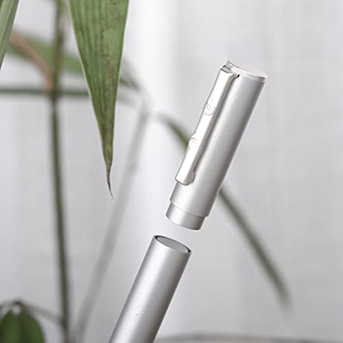 Hongdian H3 Silver Aluminum Fountain Pen Fine Nib, Screw Cap With Bamboo Shape Clip #TOP5