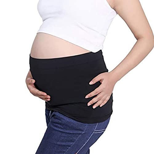 JIUSE Maternity Belly Band-Breathable Pregnancy Back Support-Womens Stretch Pregnancy Support Belly Belt Bands-Bump Band Abdominal Support Belt- Pregnancy And Postpartum Use (Black, Medium)