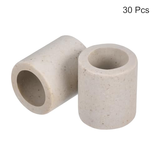 sourcing map Insulated Ceramic Tube 12x18x20mm Heat Insulation Ceramic Tubing for Electric Furnace Wire, Oven, Bundle Protection, Pack of 30