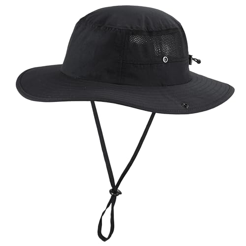 Image of Home Prefer UPF50+ Mens Sun Hat Wide Brim Womens UV Protection Beach Bucket Hat for Fishing Hiking Snap Up Cowboy Hat