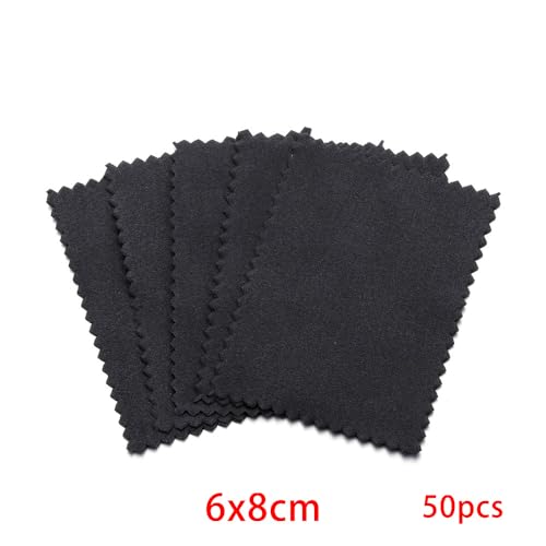 Dzrige 50PCS Black Suede Jewelry Polishing Cloths Double-Sided for Silver Cleaning, Fine Metal Care and Tarnish Removal - image 6