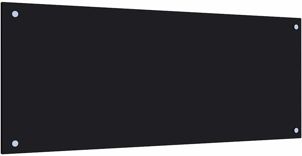 vidaXL Kitchen Backsplash, Kitchen Wall Tile Panel, Kitchen Sink Splash Guard for Wall Protector, Home Wall Decor, Black Tempered Glass