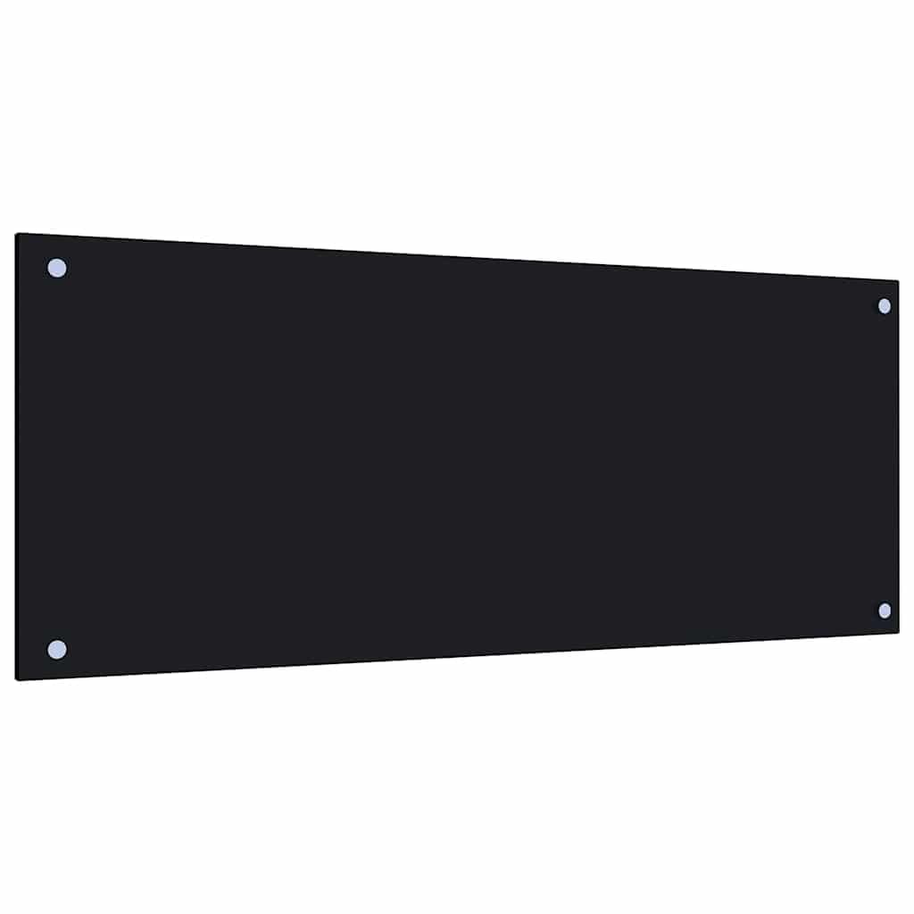 Tempered Glass Kitchen Backsplash 39.4"x15.7" Black Heat-Proof Splash Guard Easy Mounting Scratch-Proof Wall Panel