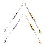BELLIFFY 4 Paare Magnetische Kettenverlängerung in Gold und Silber Stabile Schmuckverlängerer für Halsketten DIY Einfach zu Verbinden Robustes Material Passend für Diverse Schmuckstile