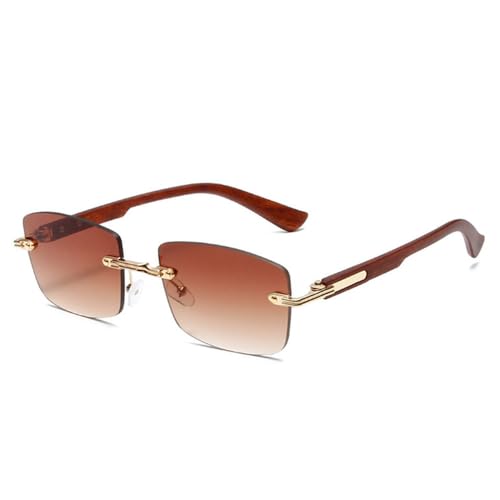 Lunettes de soleil carrées sans monture rétro UV400 transparentes dégradées style punk unisexe