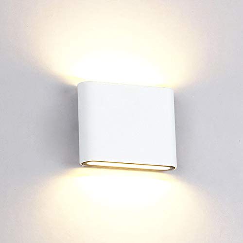 Preisvergleich Produktbild Klighten Wandleuchte innen, LED-Außenwandleuchten, 6W, wasserdichte Wandleuchte weiß, 3000K warmweiß