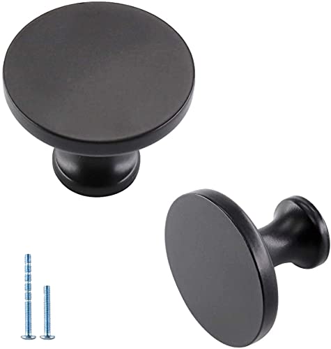 homdiy Drawer Knobs Black Cabinet Knobs Pack35 - HD9189BK Solid Kitchen Knobs for Cabinets Black Single Hole Hardware Cabinet Knobs Round Metal Drawer Knobs Modern Door Knobs