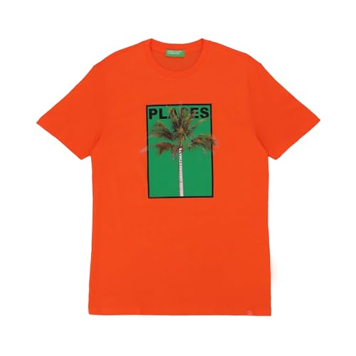 Opiniones y reviews de Playera Naranja , tabla con los diez mejores. 49 United Colors of Benetton Playera Cuello Redondo, Manga Corta, Estampado vinil, Corte Regular, 100% algodón, Naranja, M, Hombre