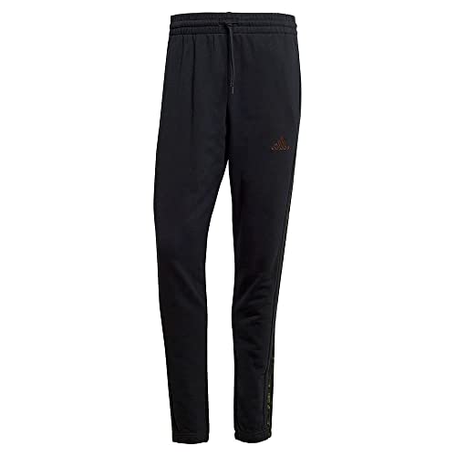 Adidas Herren Essentials French Terry Tapered Elastic Cuff 3-Stripes Pants, Black/Olive strata, M – Ansicht 4
