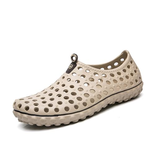 Hole Beach Shoes, Men's EVA All-in-one Sandals, Wading Shoes, Soft and Comfortable, Three Colors Optional(Khaki,40)