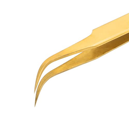 Pinzas de precisión Gold01 con punta recta y curvada para extensión de pestañas 2