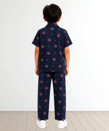 Image of 3BROS Unisex Pure Cotton Short Sleeve Kids Night Dress for Boys & Girls Nightwear /Sleepsuit /Sleepwear /Loungewear Night Suit for Boys and Girls Top and Pyjama Combo Set