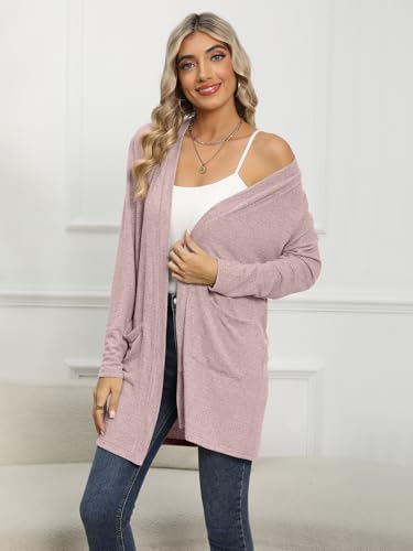 Image of DB MOON Womens Long Cardigan 2026 Fall Lightweight Long Sleeve Open Front Sweater with Pockets