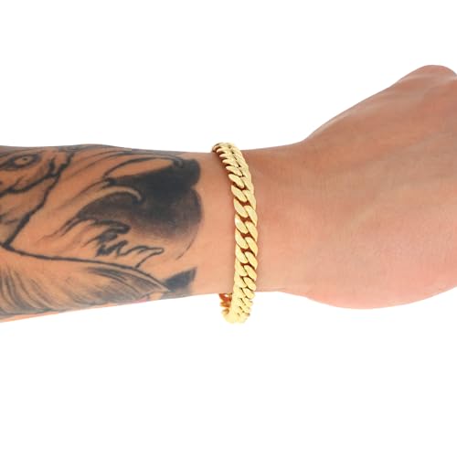 Nuragold 10K Real Yellow Gold Miami Cuban Link Chain Bracelet 7"-9" (3mm-13mm) Italian Jewelry for Men & Women4
