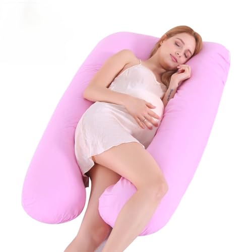 妊娠用枕 U型抱き枕 妊婦用マタニティ 全身枕、背中・腰・足のサポートに、授乳クッション、妊娠抱きまくら、マタニテイー抱き枕 だきまくら 背もたれ 多機能 男性用 女性用 横向き寝 取り外して洗浄可能 (コットンピンク,150x80cm)