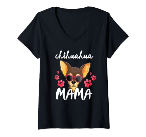 Mujer Chihuahua Mama Paws Dog Mom Women Chihuahua Camiseta Cuello V