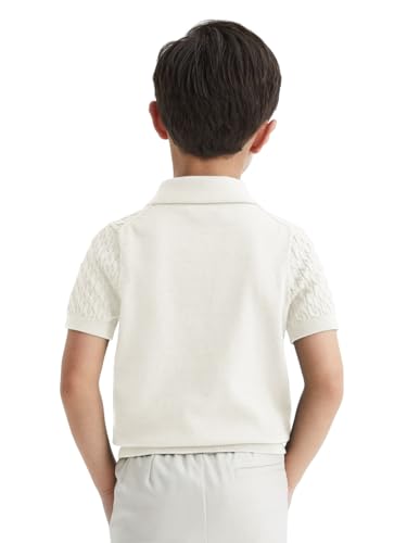 Image of Haloumoning Boys Cable Knit Polo Shirt Sweater Kids Short Sleeve Fashion Pullover T-Shirts Clothes 5-14 Years