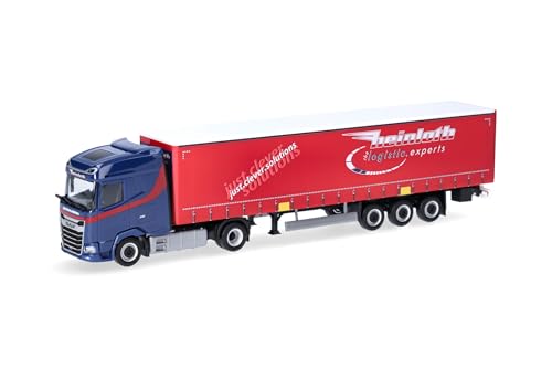 Herpa Miniatura del camión DAF XG tráiler Lona Heinloth, Escala 1/87, maqueta de colección, modelismo, Modelo alemán, Figura plástico