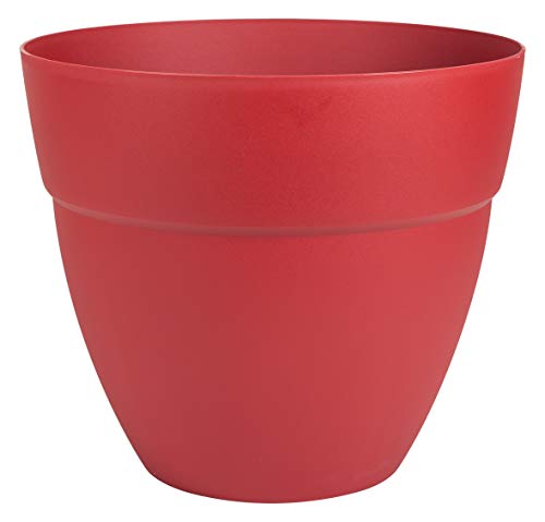 EDA - Pot de Fleurs Rond Cancùn 28,3 L - Zone de Rétention d'eau - Ø 39,5 x 34,2 cm - Intérieur et Extérieur - Rouge Rubis 13562