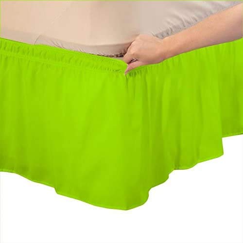 Parrot Green Bed Skirt Wrap Around 600 Microfiber with Easy Fit with 17''' Inch Tailored Drop - Shrinkage and Fade Resistant with Microfiber 17'' Bed Skirt Twin XL Size [39'' x 80'']-image-1