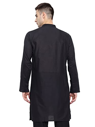 Image of Vastraa Fusion Men's Printed Kurta Pure Cotton Long Kurta, Round Collar, Full Sleeves, Button Kurta, Ethnic Wear