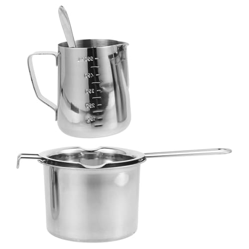 Consejos para Comprar Ollas para baño María que Puedes Comprar On-line. 44 CONGARTENO Olla Doble de Baño María 400 Ml de Acero Inoxidable 201 para Derretir Chocolate y Cera con Base Antideslizante y Espátula Mezcladora, Kit para Hacer Velas y Dulces...