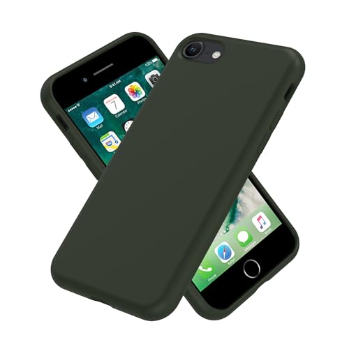 Image of iPhone SE /8 /7 Case Silicone,Soft Microfiber Lining(Blackish Green)