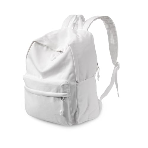 Image of DIY Canvas Backpack White Backpack Large Casual Daypack Satchel Laptop Backpack Unisex, standard