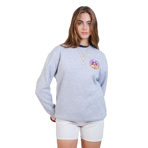 Ultra Game WNBA Official Womens Velvet Plush Crew Sweatshirt, Los Angeles Sparks, Heather Gray, Large