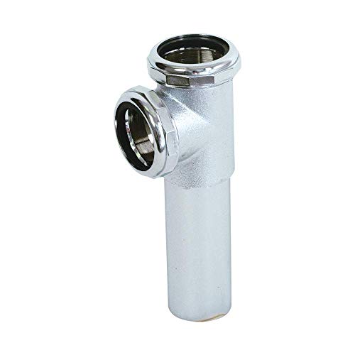 Image of EZ-FLO 22-Gauge Cast Brass End Outlet Tee for Tubular Drain Applications, 1-1 /2 Inch Tee with Slip Joint Connection, Chrome, 35015