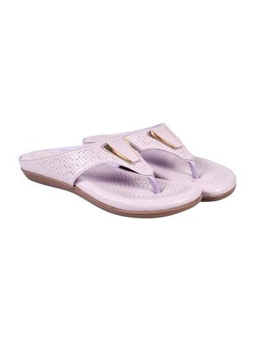 Image of Shoetopia Women's Flat Sandals - Comfortable Slip-On Toe Ring Design with Cut-Out Detailing Ladies Stylish Perforated Upper for Casual Footwear