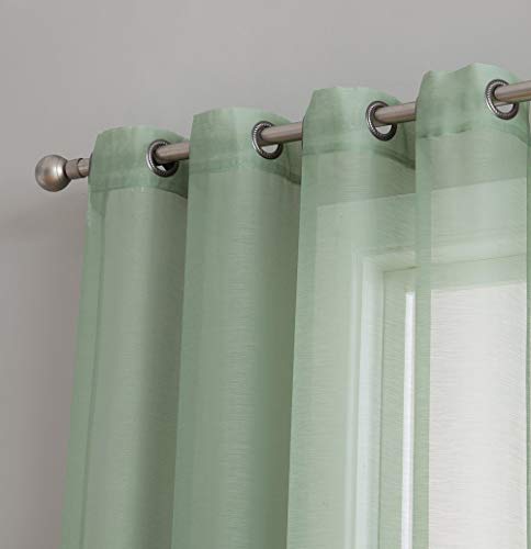 Hlc.me 2 Piece Semi-Sheer Voile Window Curtain Grommet Panels For Bedroom (54" W X 95" L, Sage Green) #TOP1