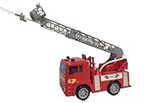 Camion Pompieri Giocattolo Luci Suoni Spruzza Acqua Camion Pompieri per Bambini con Movimento a Frizione con Pompa dell'Acqua Luci Lampeggianti & Sirene Veicolo Giocattolo di Emergenza per Bambini