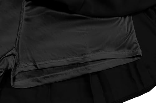 SANGTREE- Feminino verão preto plissado tênis golfe curto a-line mini saia com bolso uniforme escola