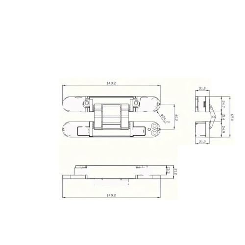 Fermeture de porte à charnière cachée réglable argentée x2 - 6