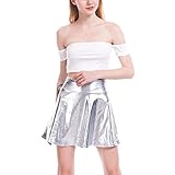 NINALUNA Mini falda láser sexy para mujer, 36