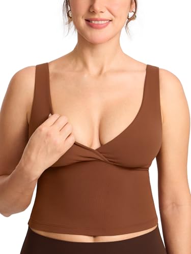 Image of MOMANDA Crossover Nursing Bras for Breastfeeding Sleeveless Maternity Workout Nursing Crop Tank Tops