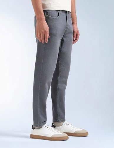 Image of Flying Machine Men's Relaxed Tapered Fit Jeans| Solid | Mid Rise | Stretchable | Jeans for Man