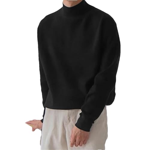 2024 Men's Fashion Large Size Solid Color Turtleneck Casual Warm Pullover Sweater
