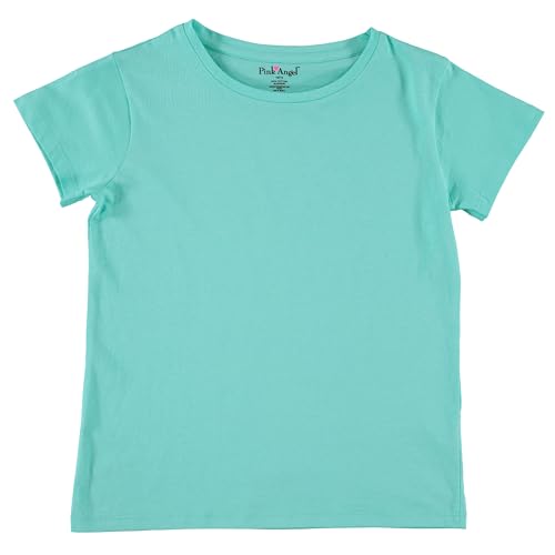 Image of Pink Angel Girls' 8-Pack Cotton T-Shirts - Crew Neck Short Sleeve Tees, Solid Color Multipack, Sizes 4-16